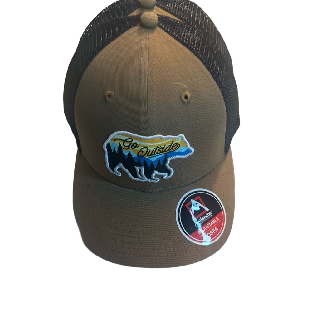 Avalanche Brown and Black 'Go Outside' Bear Patch Trucker Hat